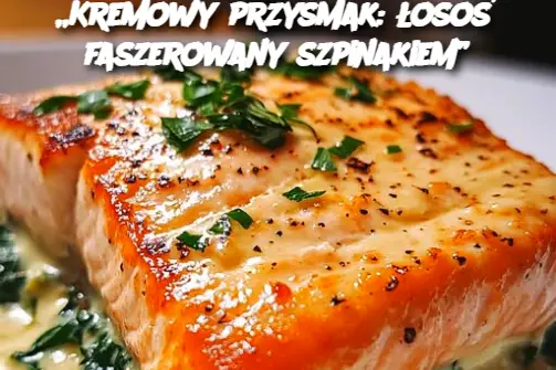 „Kremowy przysmak: łosoś faszerowany szpinakiem”