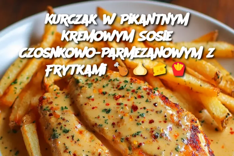 Kurczak w Pikantnym Kremowym Sosie Czosnkowo-Parmezanowym z Frytkami