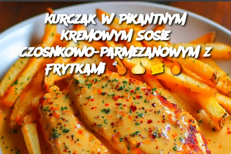 Kurczak w Pikantnym Kremowym Sosie Czosnkowo-Parmezanowym z Frytkami