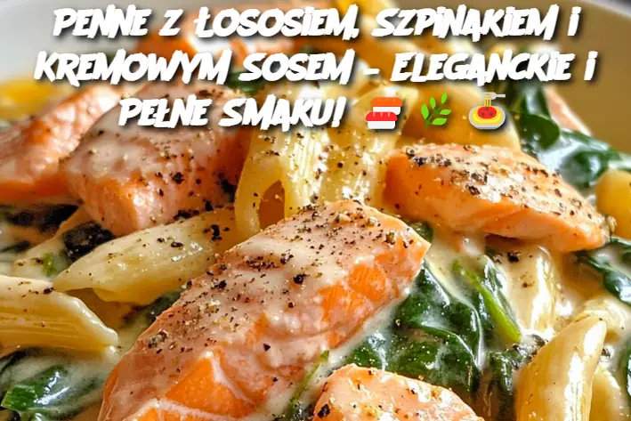 Penne z Łososiem, Szpinakiem i Kremowym Sosem – Eleganckie i Pełne Smaku!