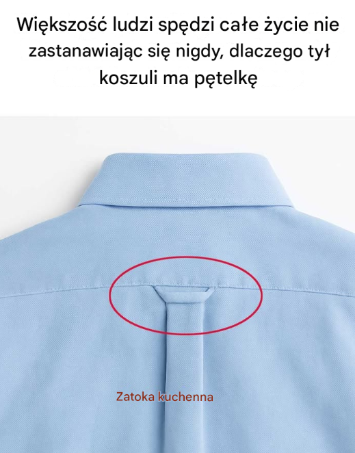 Większość ludzi spędzi całe życie nie zastanawiając się nigdy, dlaczego tył koszuli ma pętelkę