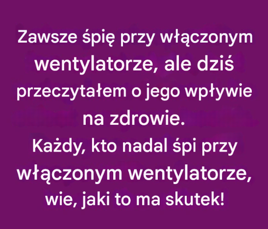 Spanie z wentylatorem skierowanym bezpośrednio na twarz: ukryte zagrożenie dla osób starszych